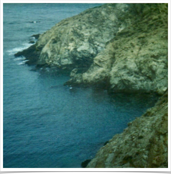 Steep cliffs bordering the shores of the Western Mediterannean Sea. 